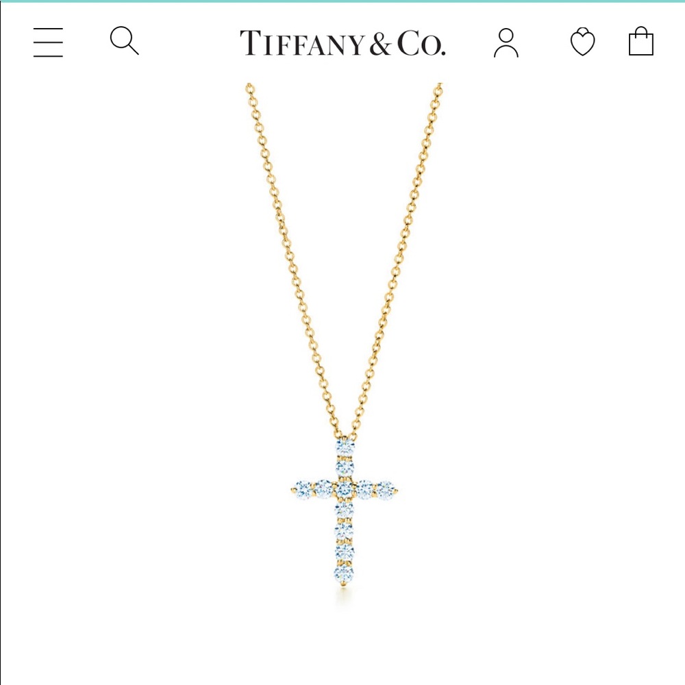 ❌SOLD❌Auth Tiffany & Co. diamond cross YG necklace